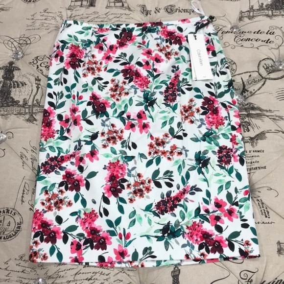 Calvin Klein Floral Print Pencil Skirt - Picture 2 of 4